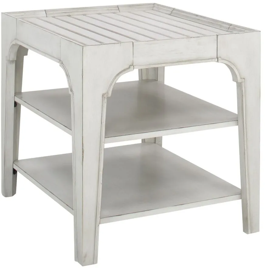 Flexsteel Cantata Rectangular End Table in Weathered White Milk-Paint by Flexsteel